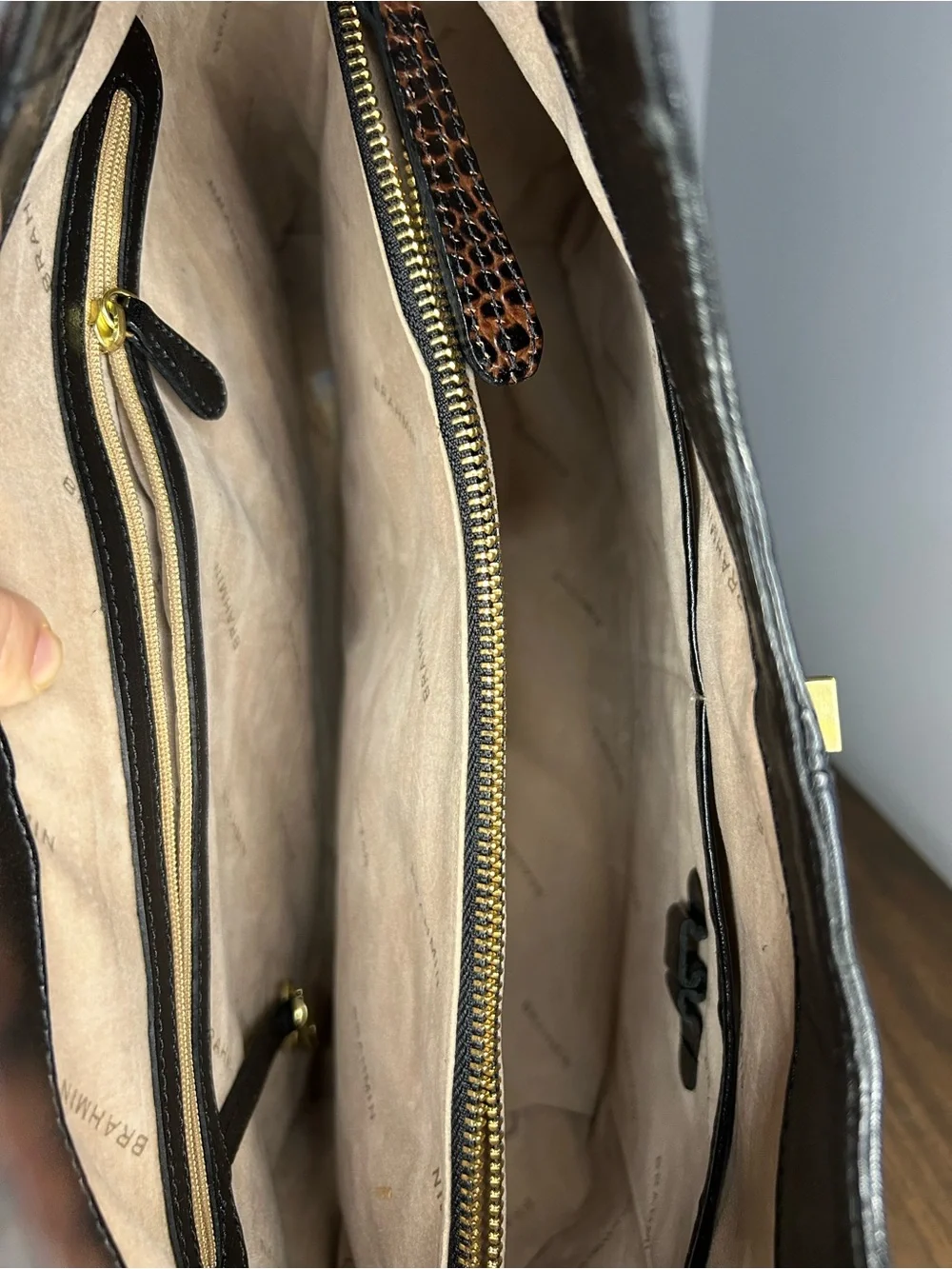 Brahmin Maggie Black Tuscan Croc Embossed Leather Hobo Shoulder Bag